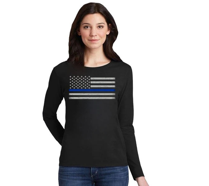 CLASSIC THIN BLUE LINE WOMEN'S LONG SLEEVE Adrian Blanco Jewelry